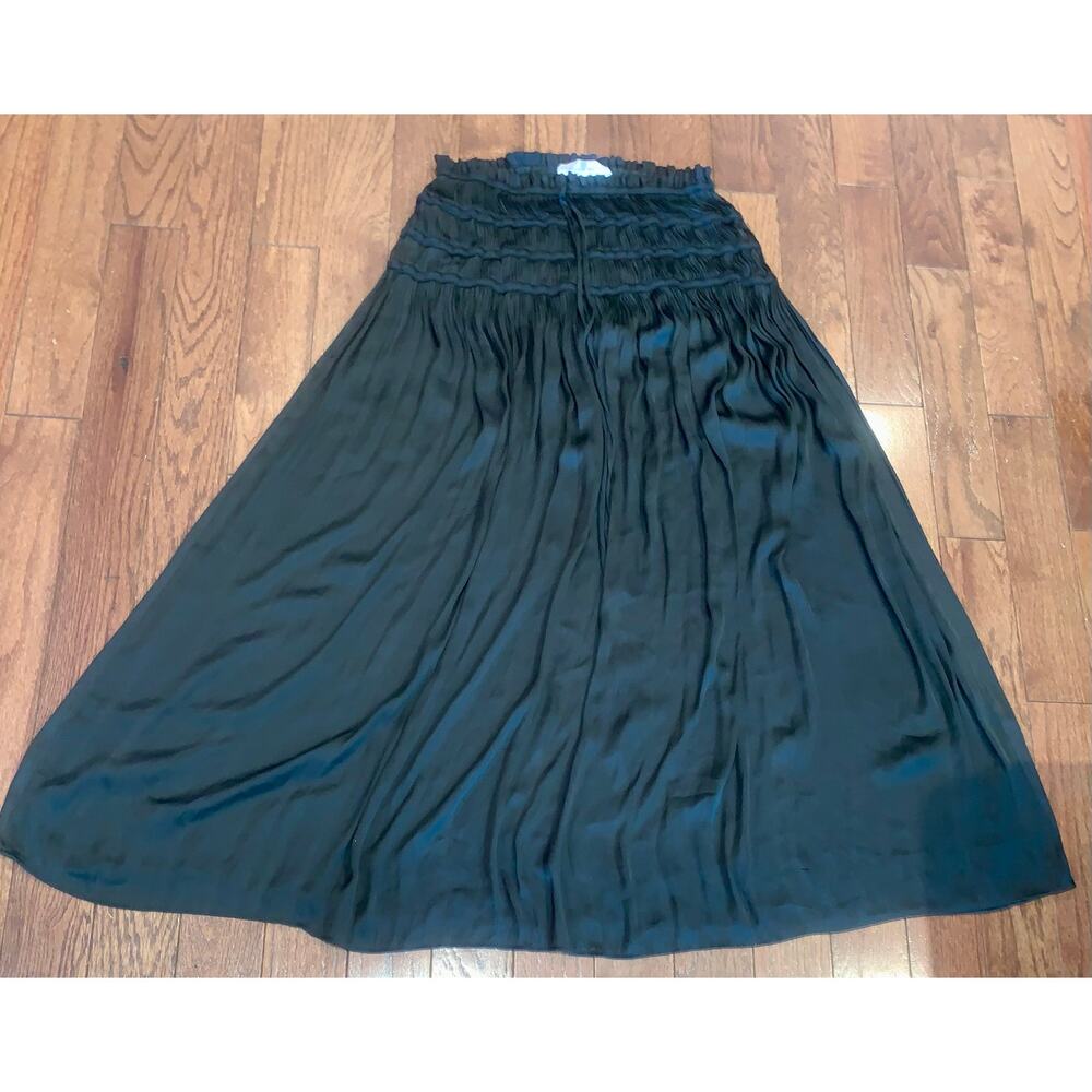 Chelsea & Theodore Black Boho Maxi Skirt | Smocked Waist | Size L/G |